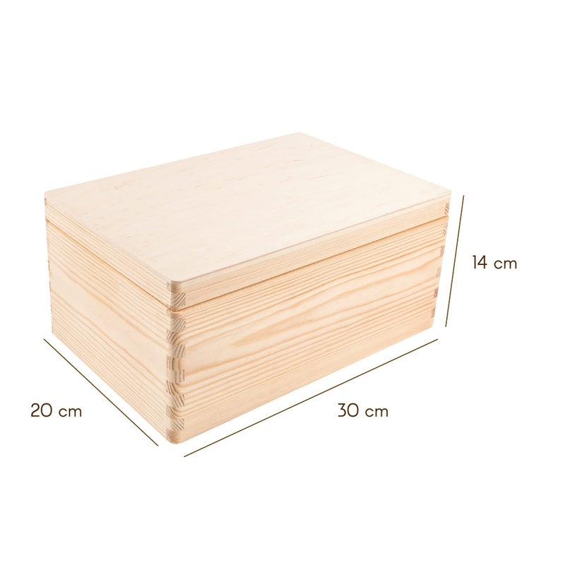 Creative Deco Large Wooden Storage Box with Hinged Lid | 11.8 x 7.87 x 5.51 inches (+-0.5) | Plain Unpainted Gift Box for Tool Toy Shoes Crafts Clothes Jewelry | Rough & UNSANDED Wood Keepsake Chest - Image 2